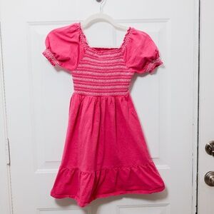 Mini Boden Girls Pink Dress White Stitching Size 9/10Y